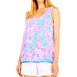 Lilly Pulitzer Women's Florin Sleeveless V-Neck Prosecco Pink Reversible L